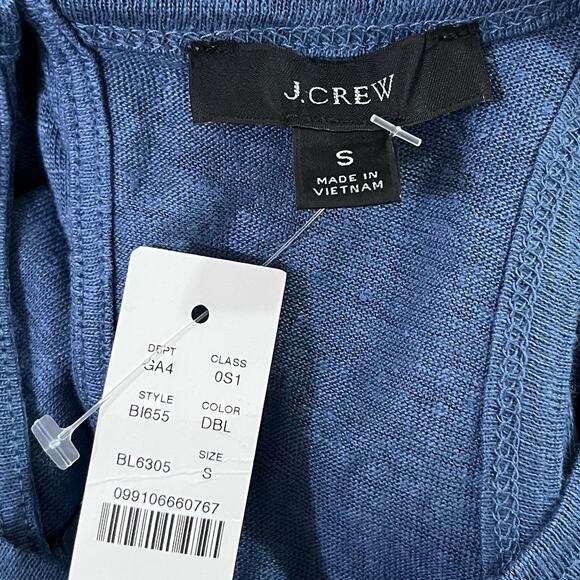 J Crew 100% Linen Sleeveless Maxi Tank Dress Size S Blue Coastal Vacation Travel - Picture 3 of 4